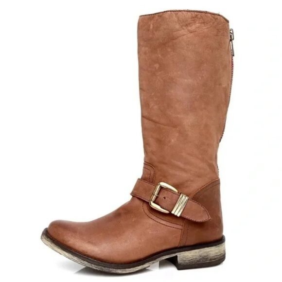 Steve Madden Shoes - Steve Madden Fyzzle Cognac Moto Boots, size 7.5M 🥾